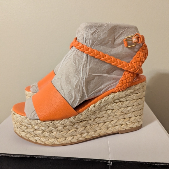 Nine West Keily Orange Espadrille Wedge Sandals - NWB! - Picture 7 of 14